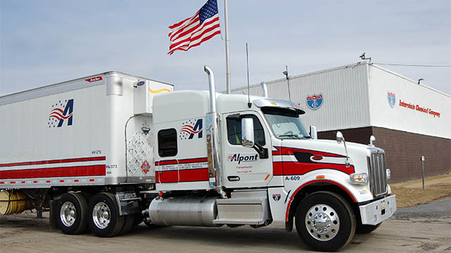 An Alpont Transportation van trailer prepares to depart from the Interstate Chemical Company, Inc in Pennsylvania.